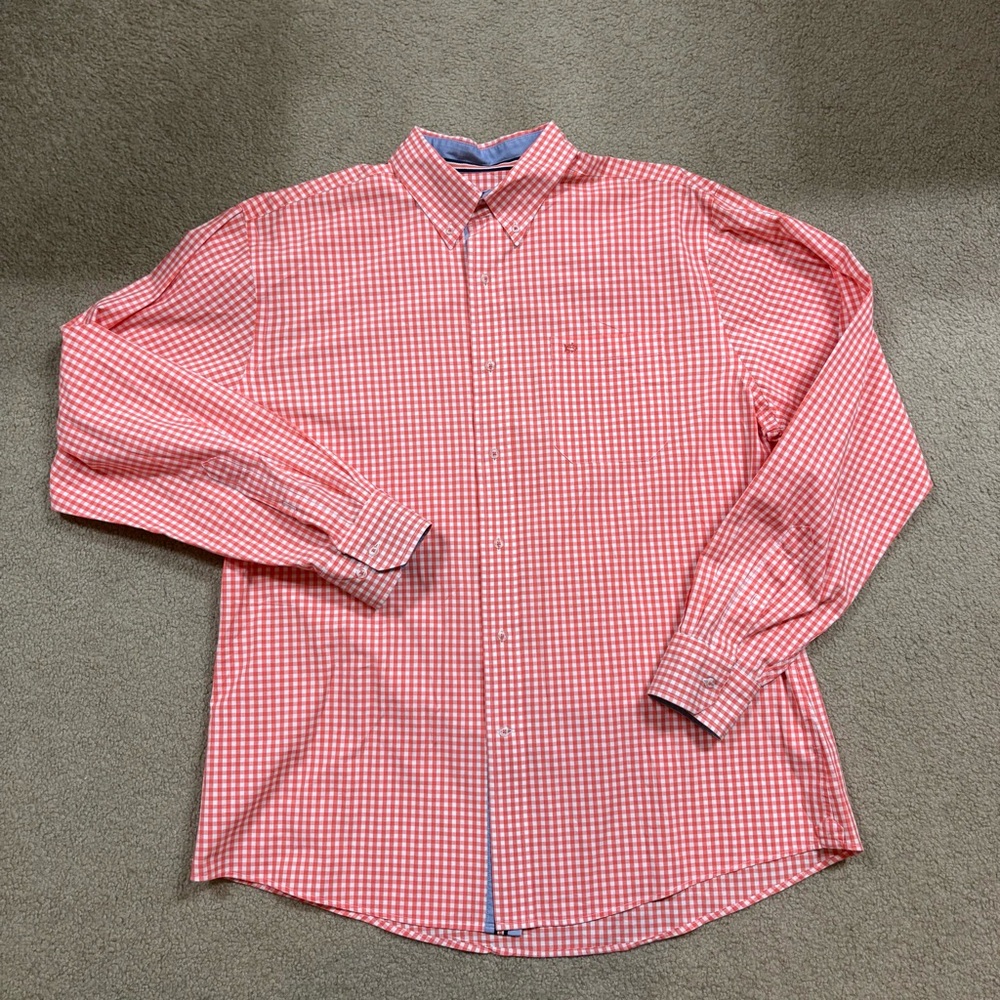 Southern Tide Orange Gingham Button Down Shirt like-new condition. Men’s large